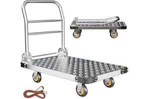 Noliven Foldable Platform Truck 36 x 24in, Heavy Duty Platform Truck Flat Cart Hand Trucks, 2000Lbs Steel Push Dolly Cart wit