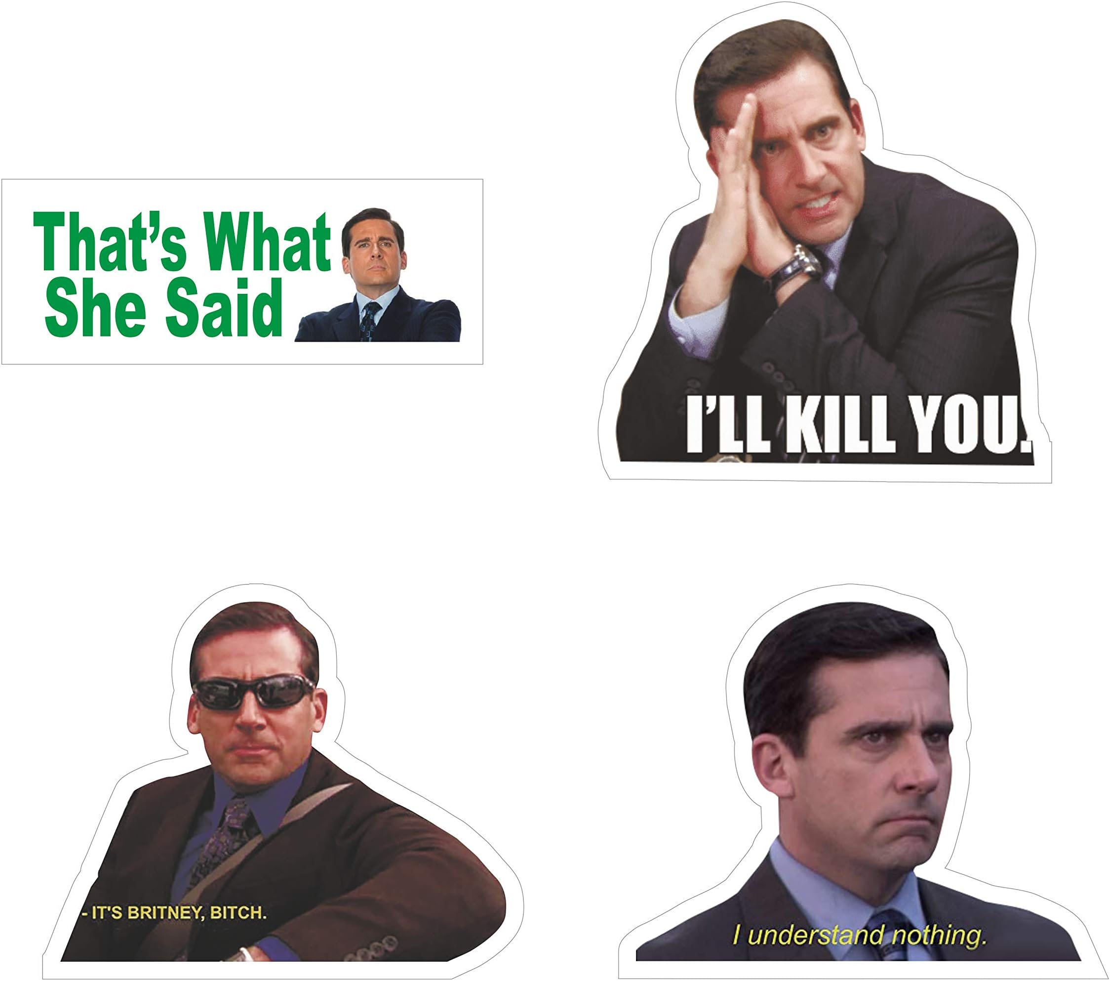 Set of 4 So Sue Me the Office Bumper Sticker Funny Vinyl Patch Laptop Window Car I'LL Kill You That's What She Said Decal