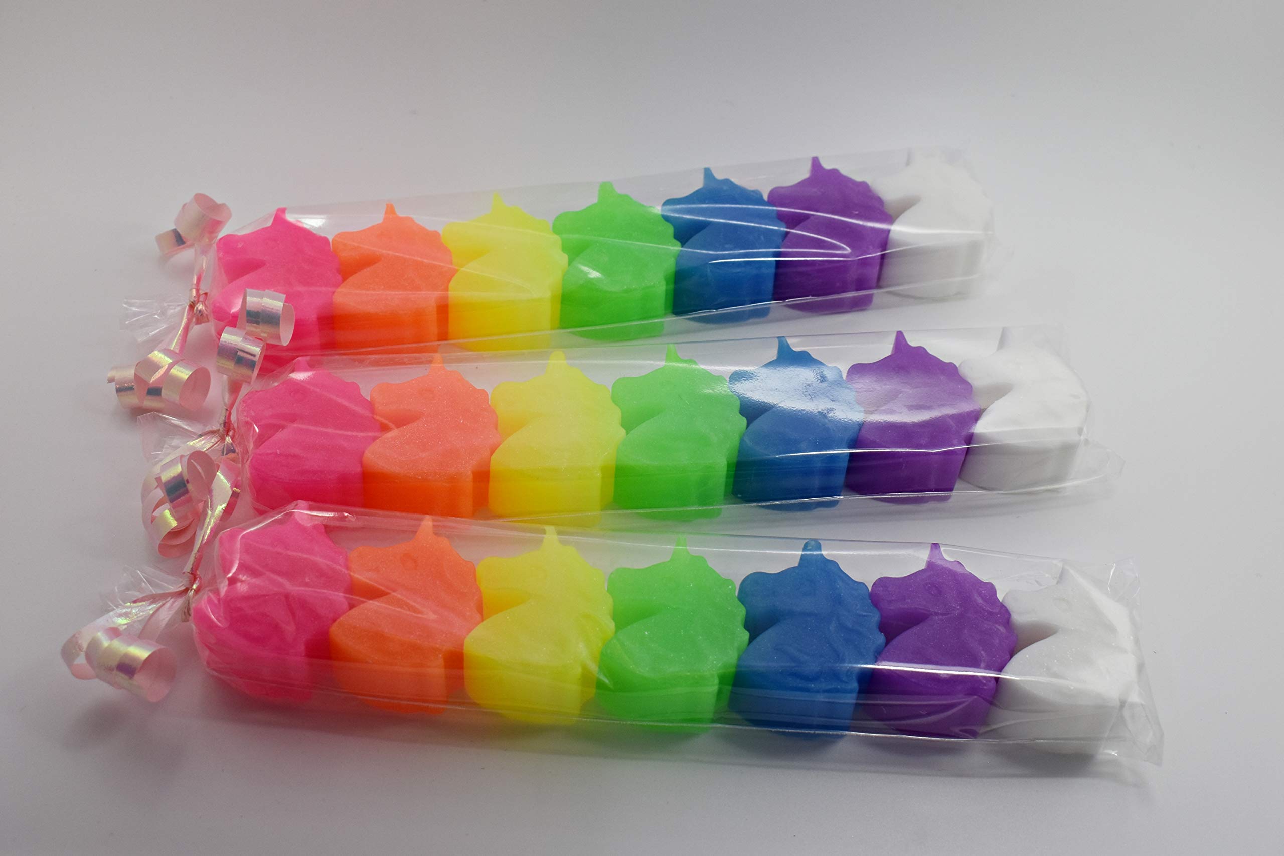 7 x Mini Neon Unicorn Soaps Set - Girls Birthday Gift Rainbow Glitter