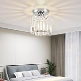 ZYDTRIP Small Crystal Ceiling Light Silver Modern LED Fixture 5.9x5.9 in view 3