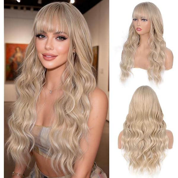 New Fashion Ash Blonde Hot Sale Long Costume Wig Amazon.com : BTWTRY Ash Blonde Synthetic Lace Front Wig Long  main image 4