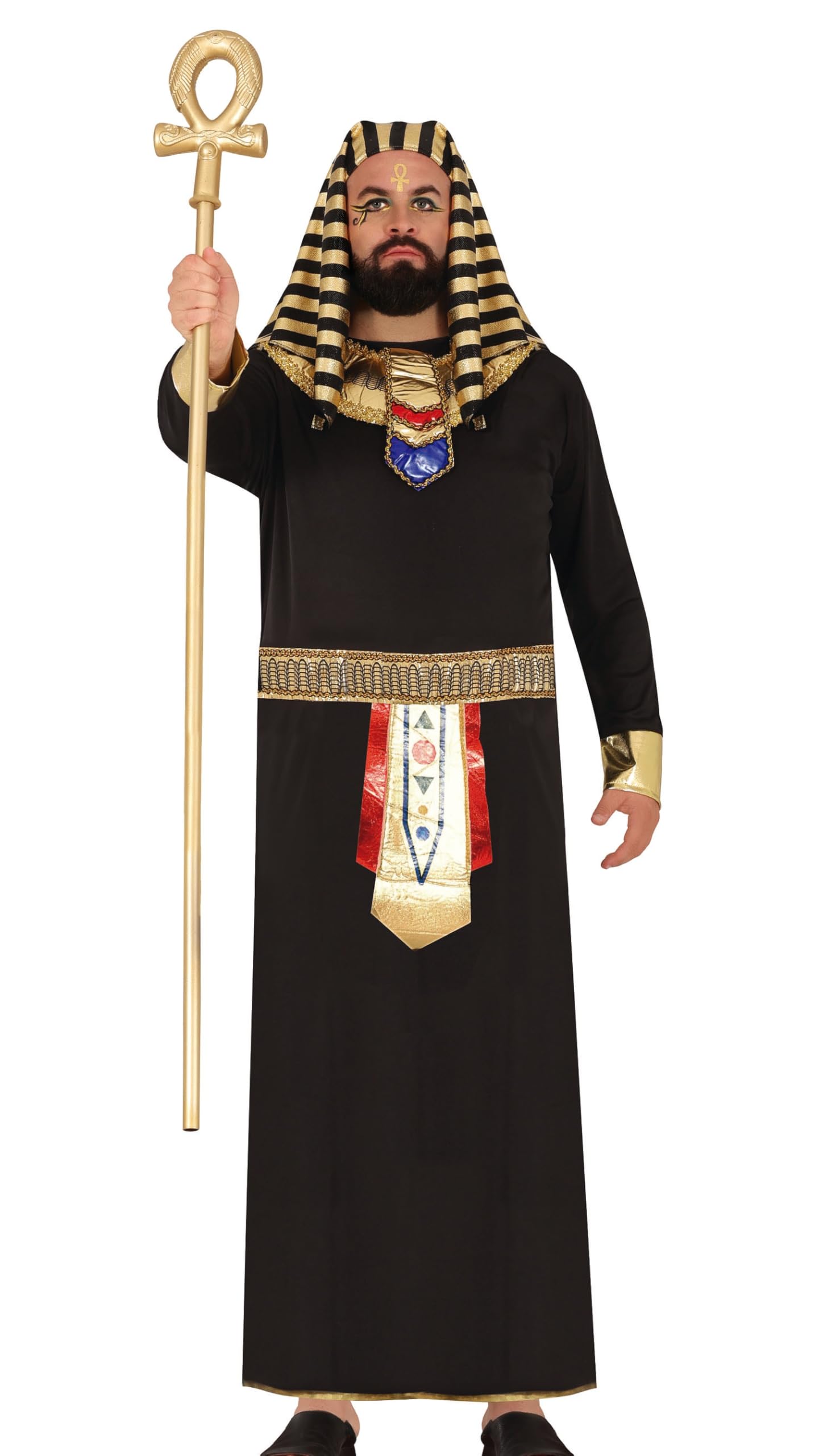 FIESTAS GUIRCA | Egyptian Adult Fancy Dress for Men (16.5-44/L) - Dress, Belt, Collar and Headpiece - Ideal for Themed Parties and Halloween - Pharaoh and Ancient Egypt Costumes - Black and Gold