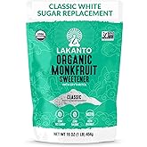 Lakanto Organic Classic Monk Fruit Sweetener with Erythritol - White Sugar Substitute, Zero Calorie, Keto Diet Friendly, Zero Net Carbs, Baking, Sugar Replacement (Organic Classic White - 1 lb)