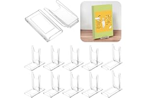 LRANFOW 10 Pack Adjustable Acrylic Comic Book Display Stands Crystal Clear Easel Collector Display Holder for Artwork Album CD Magazine Postcard Cookbooks Photos