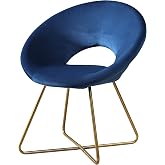 Roundhill Furniture Slatina Silky Velvet Upholstered Accent Chair with Gold Tone Finished Base, Blue