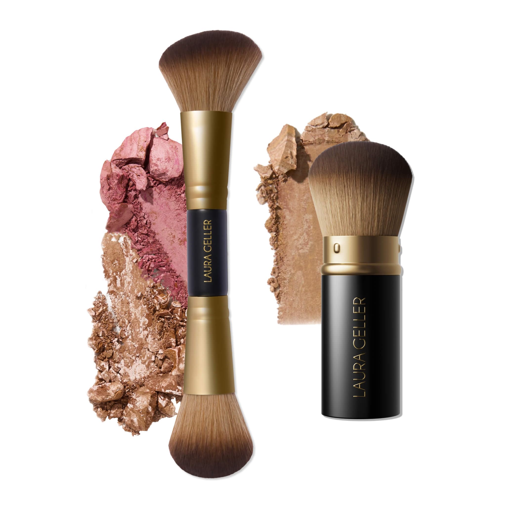 LAURA GELLER NEW YORK Face It All 2pc Makeup Brush Set - Retractable Airbrush Kabuki Brush + Dual-Ended Blush and Bronzer Brush Image