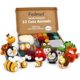 Fedmut Needle Felting Wool Kit Felting Kit, 13 Cute Animals Tools Supplies | 26 Colors Vibrant Wool, Needle Felting Starter Kit with Instruction, Felting Tools Supplies for Beginners &amp; Adults