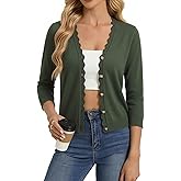 GRACE KARIN Women's 3/4 Sleeve V Neck Button Down Lightweight Cardigan Sweater Open Front Dressy Shrugs Spring Fashion