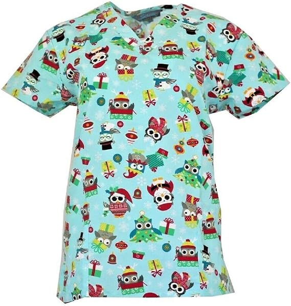 Christmas Scrub Tops Holiday Prints Sizes XS4XL Medical Nursing NWT