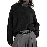 Wyeysyt Womens Fuzzy Sweaters Crewneck Fur Sweater Long Sleeve Furry Sweaters 2026 Knit Sweater Jumper Top