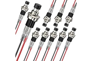 DIYhz Momentary Push Button Switch, 1A 250V AC SPST Mini Pushbutton Switches with Wire Normal Closed(NC) Black Cap - 10pcs