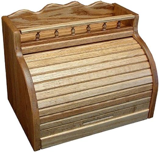 Amazon Com Dutchcrafters Amish Oak Wood Roll Top Bread Box For