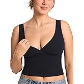 MOMANDA Crossover Nursing Bras for Breastfeeding Sleeveless Maternity Workout Nursing Crop Tank Tops