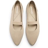 DREAM PAIRS Women's Knit Ballet Flats Pointed Toe Comfortable Dressy Flats for Work Office Shoes Mary Jane Flats