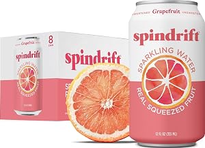 Spindrift Sparkling Water, Grapefruit Flavored, Made With Real Squeezed Fruit, 12 Fl Oz Cans, Pack Of 24 (Only 17 Calories pe