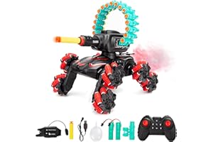 BOKSIYUR RCStunt Remote Control Car,Soft Bullet Tank,Gesture Sensing, Cars for Kids,RC Crawlers,Stunt Remote Control Car Tank for Boys, RC Cars for Kids,360°Battle Tanks,for Boys Ages 8-12 Gift(red)