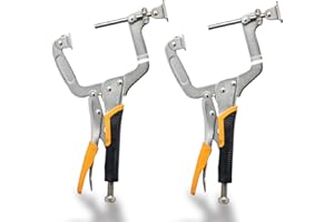11 Inch Pocket Hole Clamps for Woodworking - TOLESA 90 Degree Right Angle Clamps with 2 Ways Adjustable Pads Metal Face Clamp