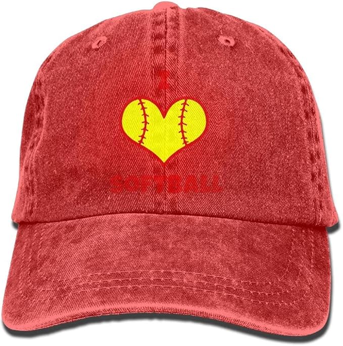 I Love Softball Unisex Adjustable Baseball Caps Denim Hats