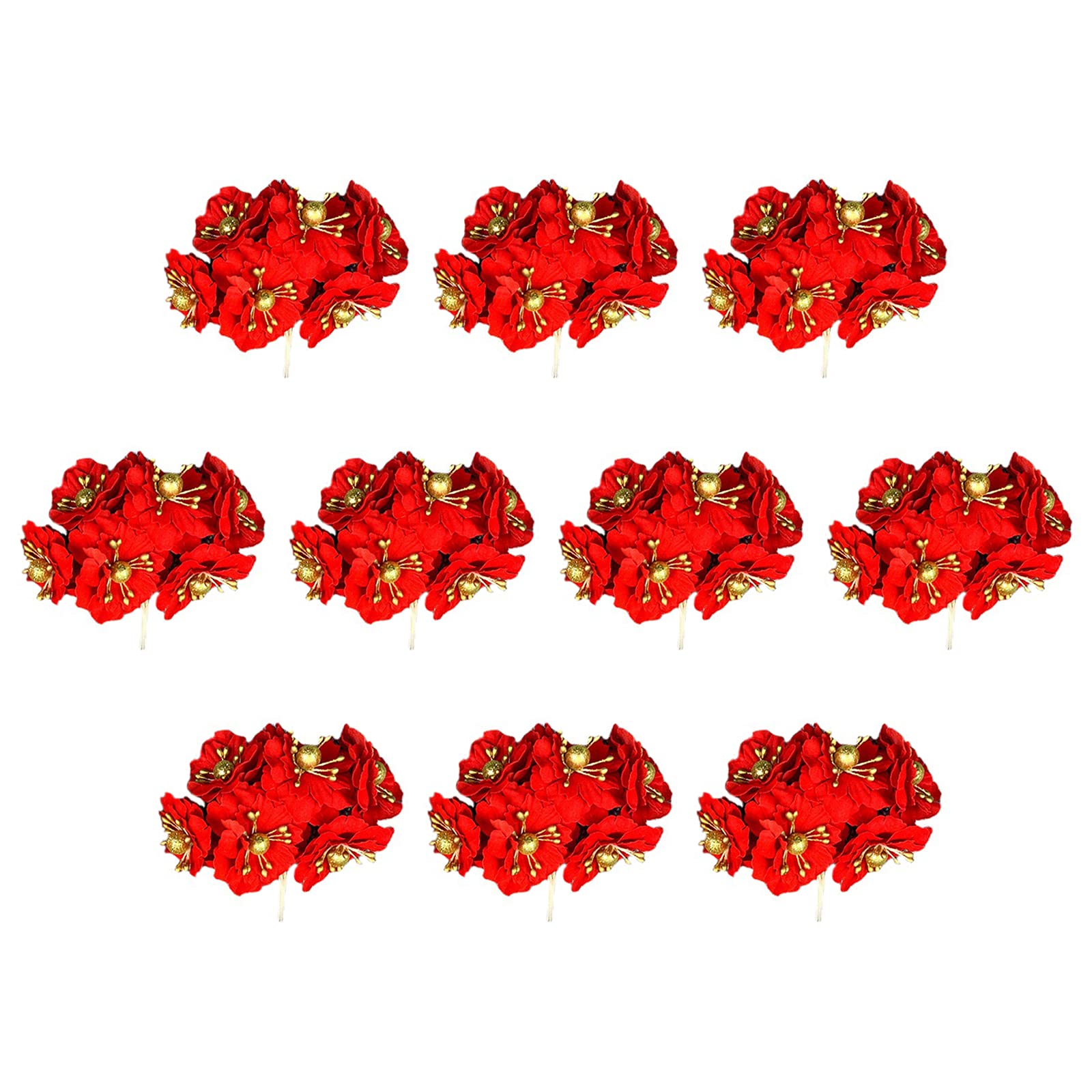 60PCS Artificial Red Poinsettia Picks - Silk Christmas Flowers With Stems for Xmas DIY Tree Wreaths Garland Decor