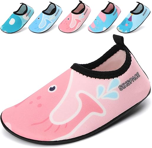 Amazon Co Jp Sixspace ウォーターシューズ キッズ マリンシューズ 子供用 アクアシューズ ビーチサンダル シュノーケリング シューズ 携帯便利 海水浴靴 滑り止め ピンク 17 5cm シューズ バッグ