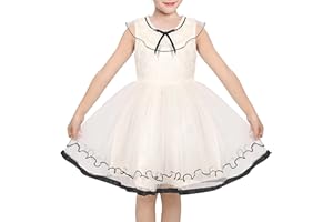 Sunny Fashion Girls White Dress Lace and Tulle Knee Length Sleeveless Party Wedding Dress for Girls Size 4-8 Years