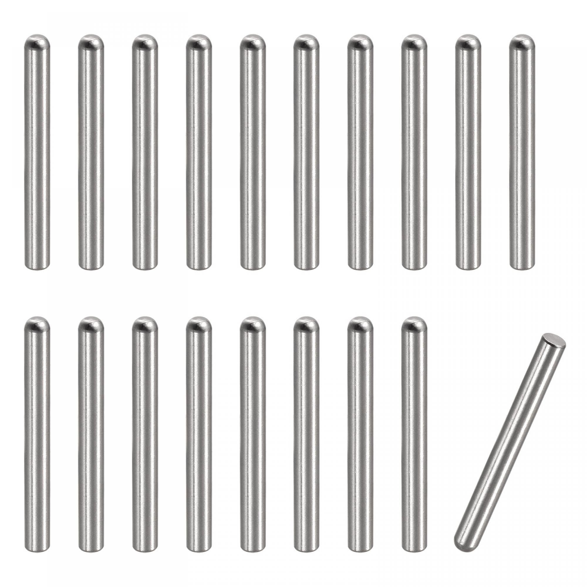 TOP-VIGOR 20Pcs 5mm x 45mm Dowel Pins, 304 Stainless Steel Round Head Flat Chamfered End Shelf Pegs Support Fasten Elements Silver Tone