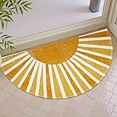 Lahome Boho Bathroom Rugs - Non-Slip Washable Half Circle Mat Small Cute Soft Bedroom Rugs, Rainbow Sun Print Indoor Rug Half