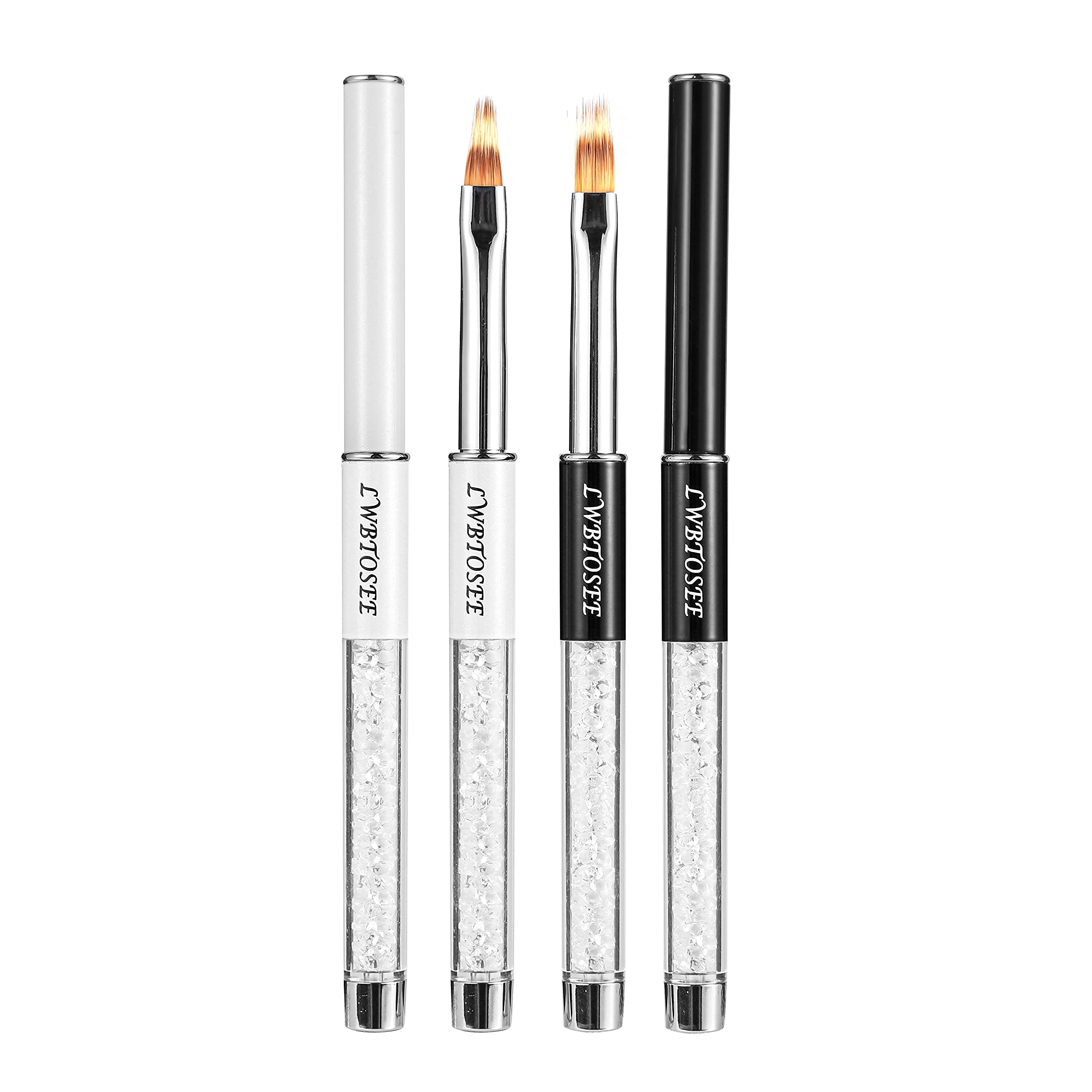 LWBTOSEE 2PCS Nail Ombre Brush Nail Art Painting Pen Brush UV Gel Polish Gradient Color Rhinestone Crystal Acrylic Nail Drawing Pen