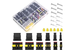 Twippo 708Pcs Waterproof Automotive Electrical Connector Terminals Wire Connector Plug Kit 1/2/3/4/5/6 Pin (43Sets)