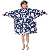 Baseball Gifts for Boys, Kids, Girls, Wearable Blanket Hoodie, Oversized Hooded Blankets, Plush, Cozy, Warm, Soft
