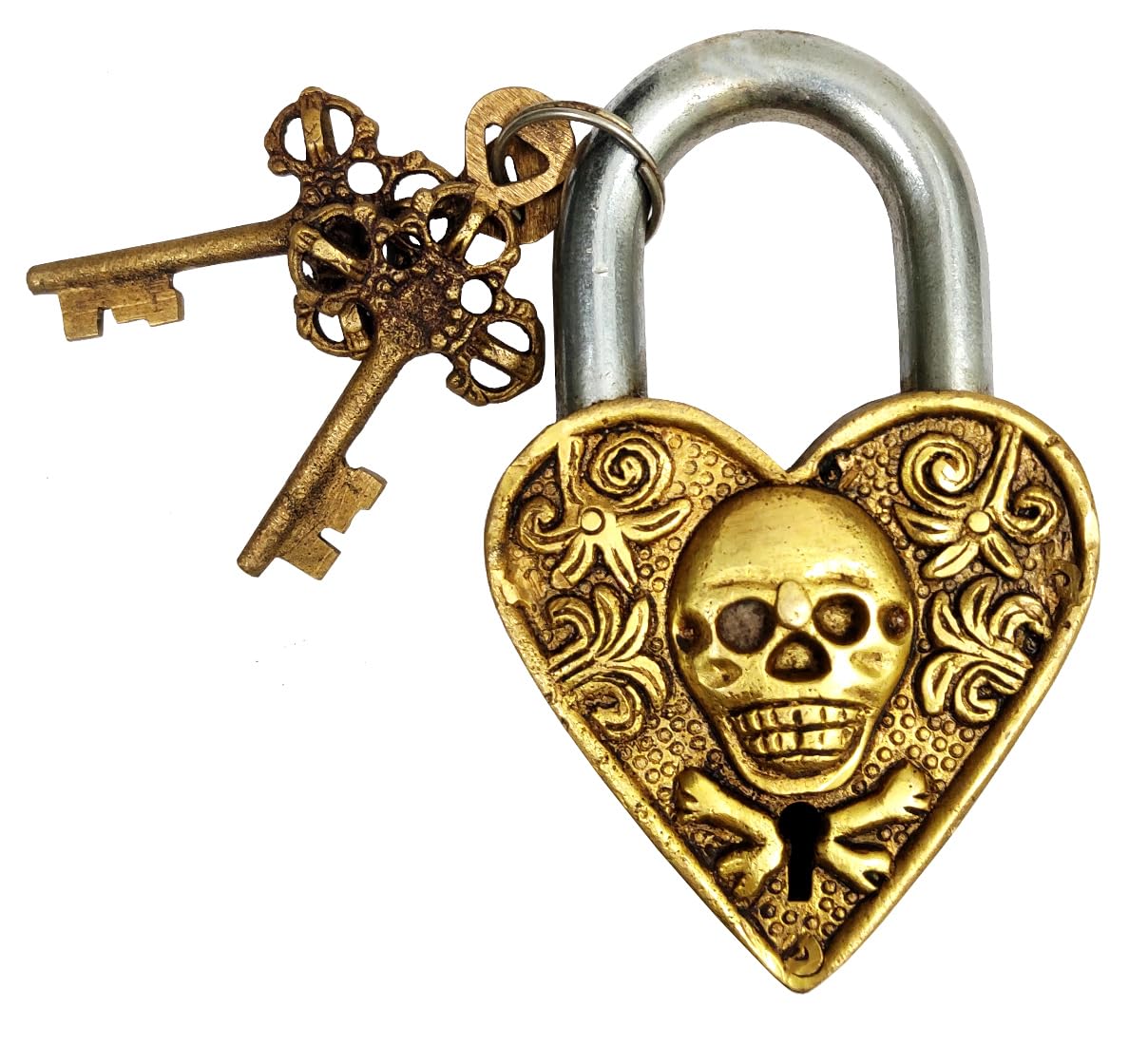 Purpledip Brass Padlock: Pirate Heart (11423)