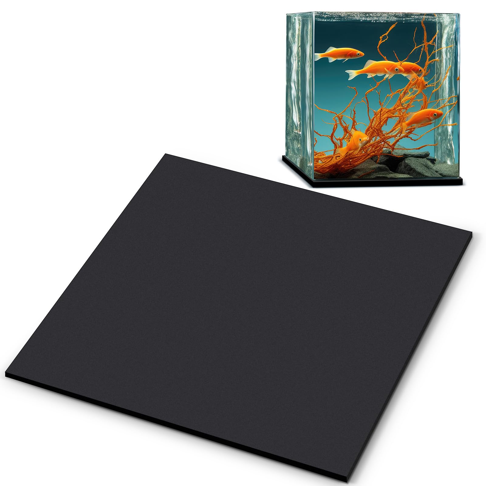 Photo 1 of Pangda 1 Pcs Aquarium Fish Self Leveling Mat for Under Tank Foam Compressible Neoprene Mat with Adhesive Backing Waterproof Easy to Cut Stability, Black (12 x 12 Inch)