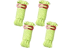 4pcs Camping Rope 4mm Nylon Rope Reflective Corde for Tarps 4m Tarp Ropes with Tensioner Tent Accessories Guy Ropes Lines for