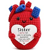 OCCdesign Mini I Love You Gifts for Sisters from Brother or Sister – Handmade Crochet Heart, Birthday, Valentine’s Day, National Sisters Day, Unique Small Meaningful Present, Sister in Law