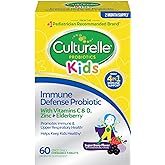 Culturelle Immune Defense Probiotic with Vitamin C, Vitamin D and Zinc + Elderberry, Non-GMO, 4-in-1 Immune Support for Kids Ages 3+*, Mixed Berry Chewables, 60 Count