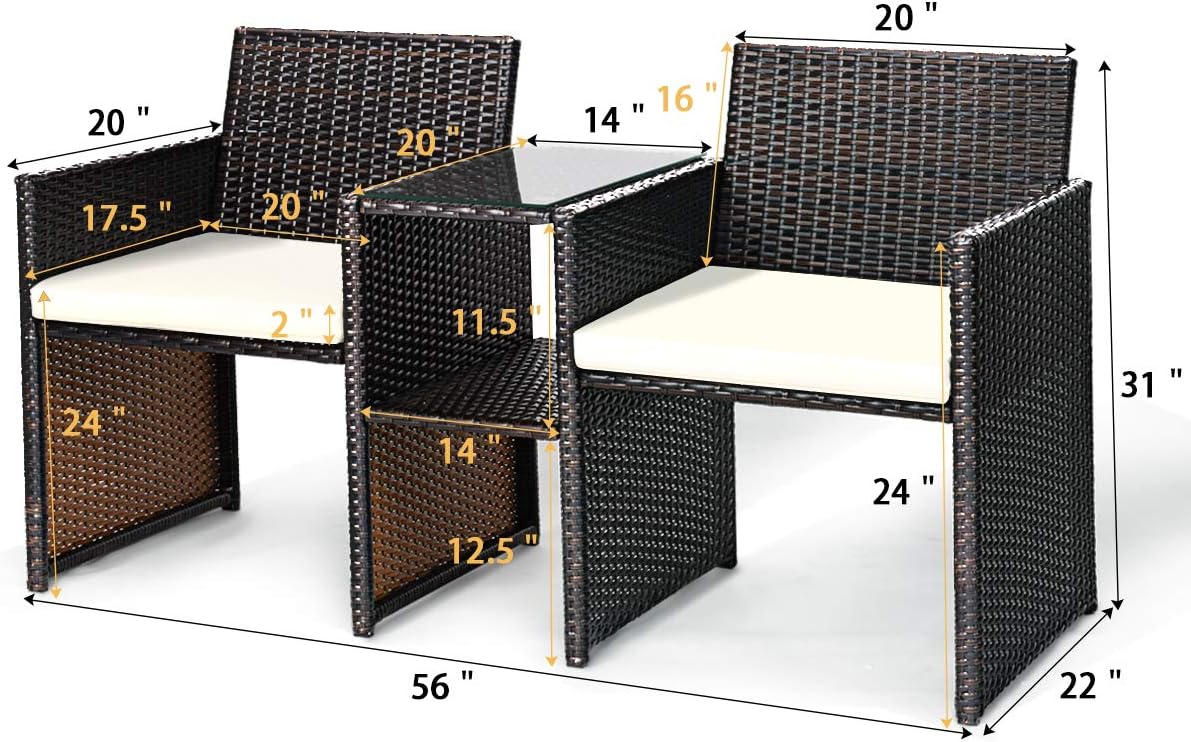 Tangkula Outdoor Furniture Set Paito Conversation Set with Removable Cushions & Table Wicker Modern Sofas for Garden Lawn Backyard Outdoor Chat Set (Sofa Style): Garden & Outdoor
