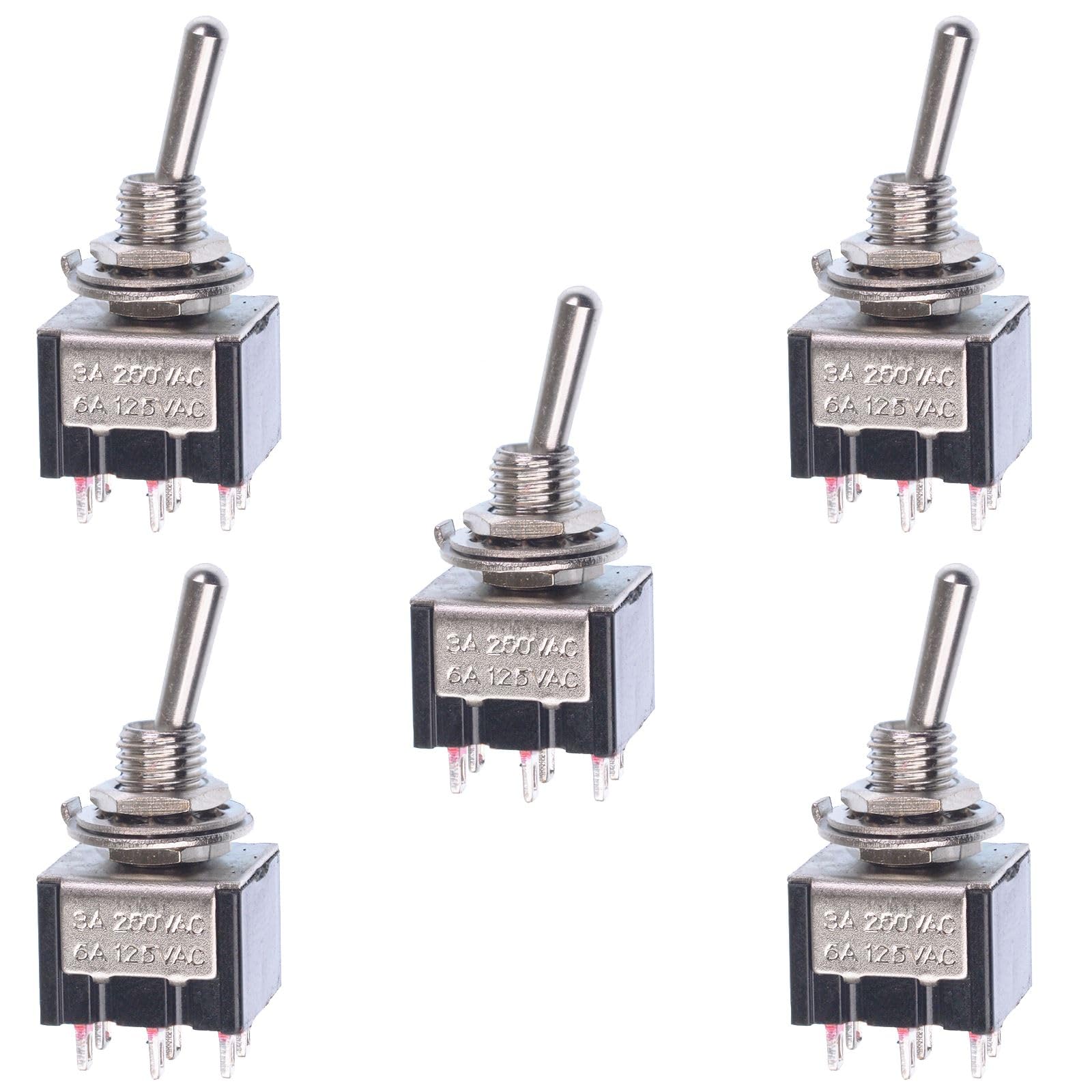 5 x On/On Mini Toggle Switch DPDT