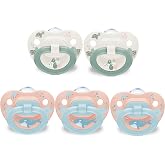NUK First Choice Orthodontic Pacifier, 18-36 Months, 5-Pack, Blue &amp; Orange | Unique Orthodontic Nipple, 96% Baby Acceptance, Heart-Shaped Shield, BPA-Free, Dishwasher Safe