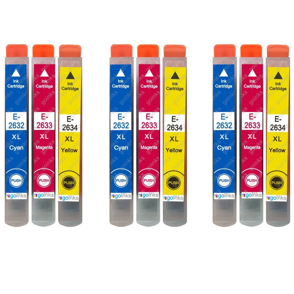 3 Go Inks C/M/Y Set of 3 Ink Cartridges to replace Epson T2636 (26XL Series) C/M/Y Compatible/non-OEM for Epson Expression Premium Printers (9 Inks), High Capacity