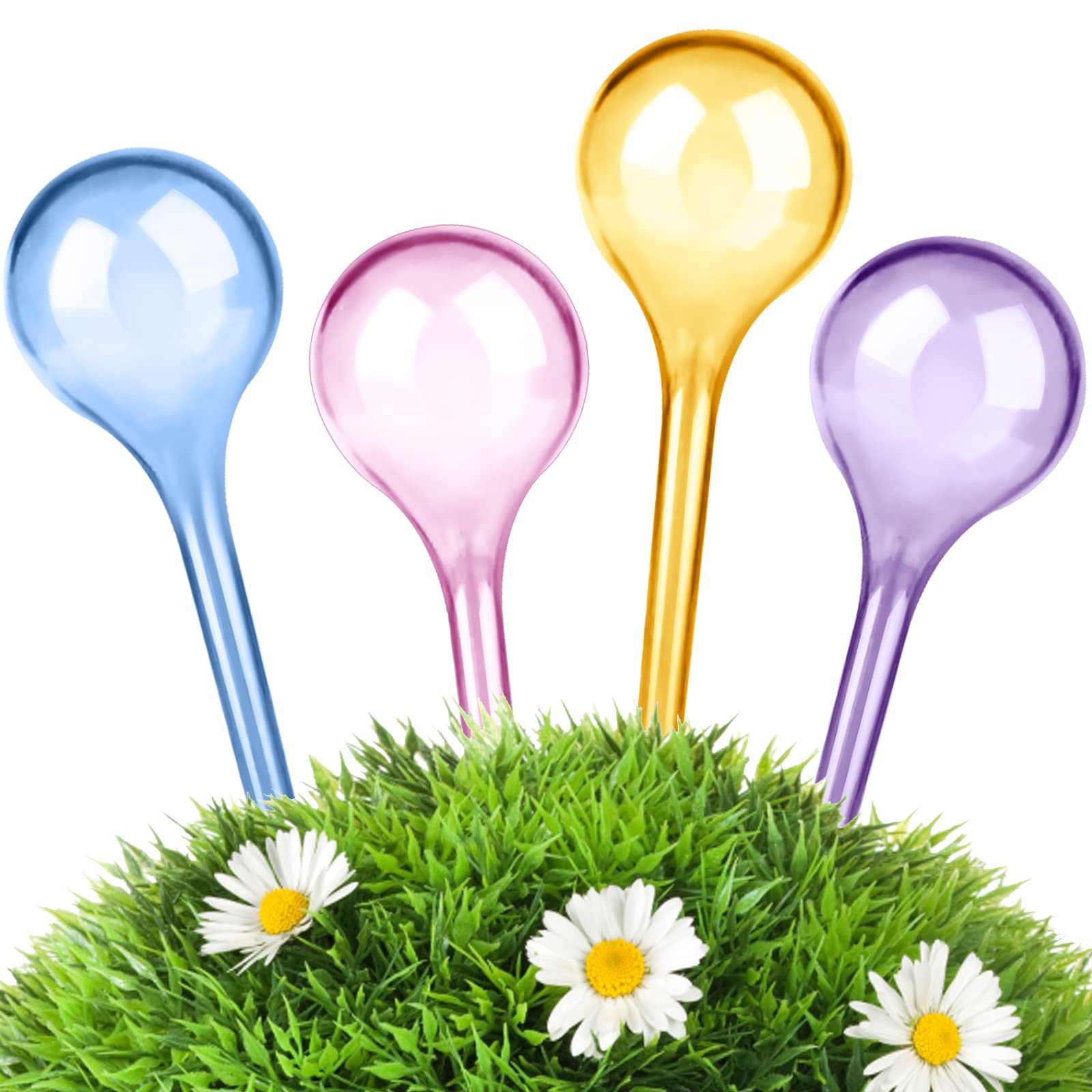 Pack of 4 Large Plants Watering Balls – 26.5 x 8 cm Multicoloured Plants Watering Balls Potted Plants Self-Watering PVC Watering Balls Water Dispenser for Plants