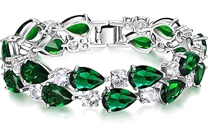 EVER FAITH Gorgeous Cubic Zirconia Birthstone Elegant Dual Layer Tear Drop Wedding Prom Tennis Bracelet for Women