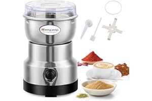 Moongiantgo Coffee Grinder Electric, Mini Spice Grinder, 200W 10s Fast Grinding, Dry Grain Mill for Spices Seeds Rice Beans Seasonings, with Replacment Stainless Steel Blade (Silver, 110V)