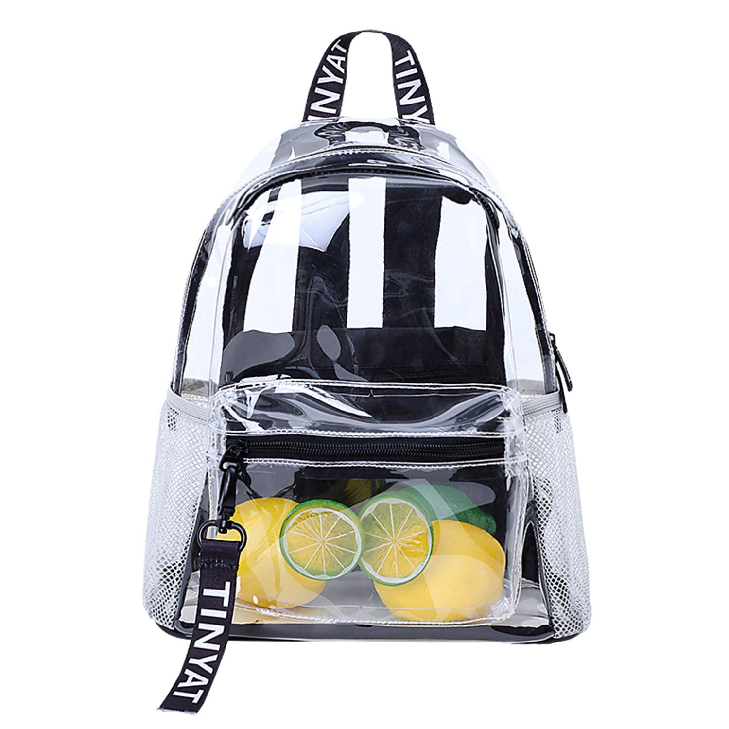 TINYAT Clear Backpack Transparent Women Backpack Waterproof PVC Casual Rucksack Fashion Clear Stadium Bag Backpack for Shopping,Dating, T9051