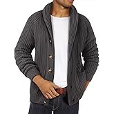 Ryannology Mens Shawl Neck Cardigan Sweater Cable Knit Button Up Closure with Pockets Winter Sweaters Outerwear