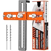 AUXTUR Cabinet Hardware Jig, Adjustable Cabinet Handle Template Tool with Alignment Hole, Punch Locator Drill Guide for Knobs,Handles and Pulls, Cabinet Template Tool for Drawer Cabinet Installation