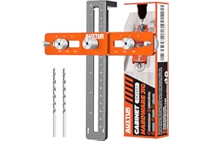 AUXTUR Cabinet Hardware Jig, Adjustable Cabinet Handle Template Tool with Alignment Hole, Punch Locator Drill Guide for Knobs,Handles and Pulls, Cabinet Template Tool for Drawer Cabinet Installation