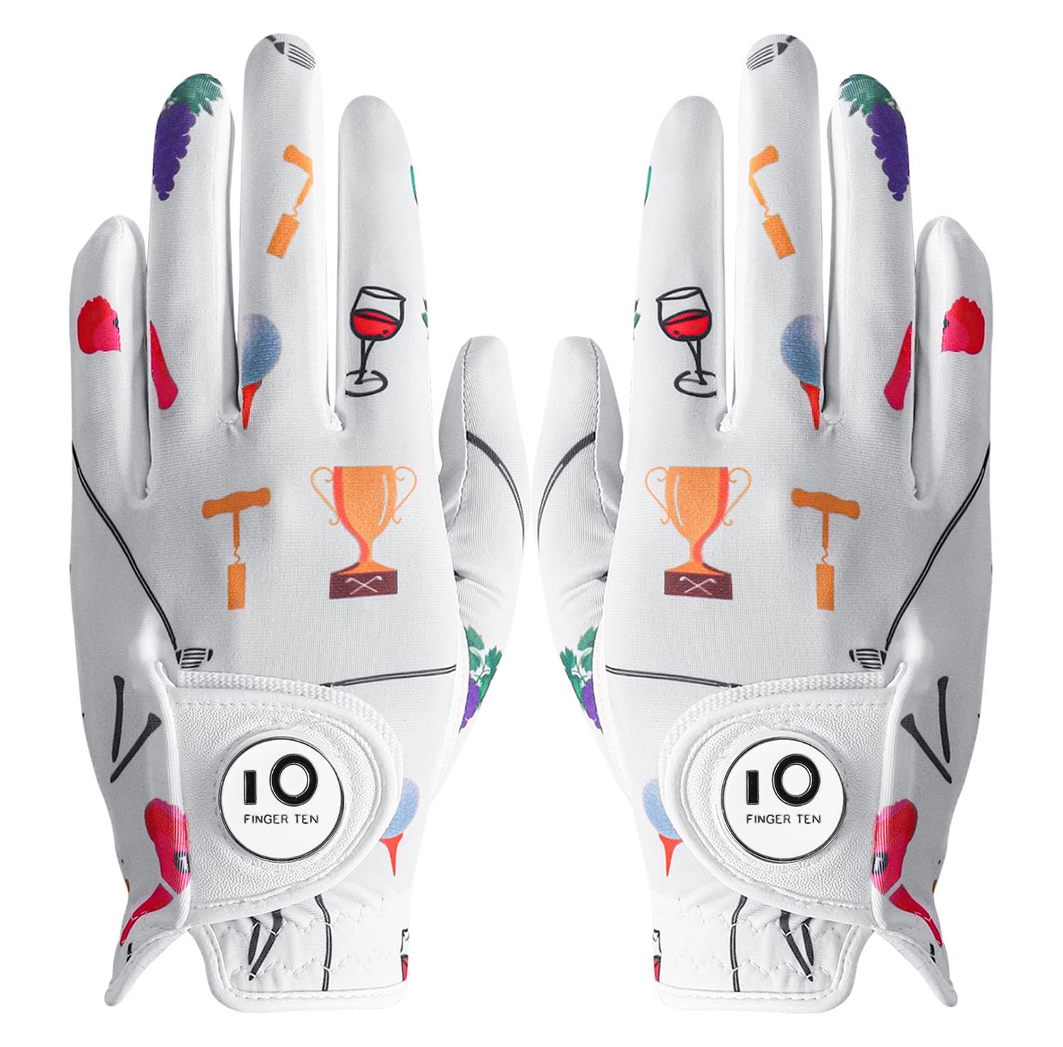 FINGER TEN Golf Gloves Ladies Pair for Left and Right Hand Leather,Golf Gloves for Women Weathersof Comfortable (White, Small) — image 1