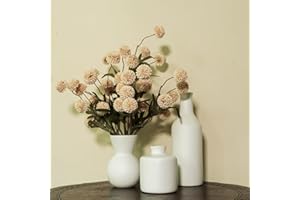 TBOHCRAFED Fake Flowers in Vase for Centerpieces, Faux Flowers in Modern Ceramic Vase Set of 3 with 8 Artificial Autumn Chrysanthemums Artificial Decorative Swags