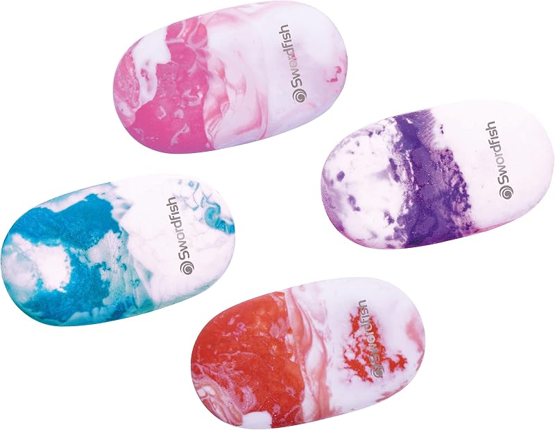 Swordfish Marble Eraser Pack 24 PVC Phthalate Free Assorted Colours