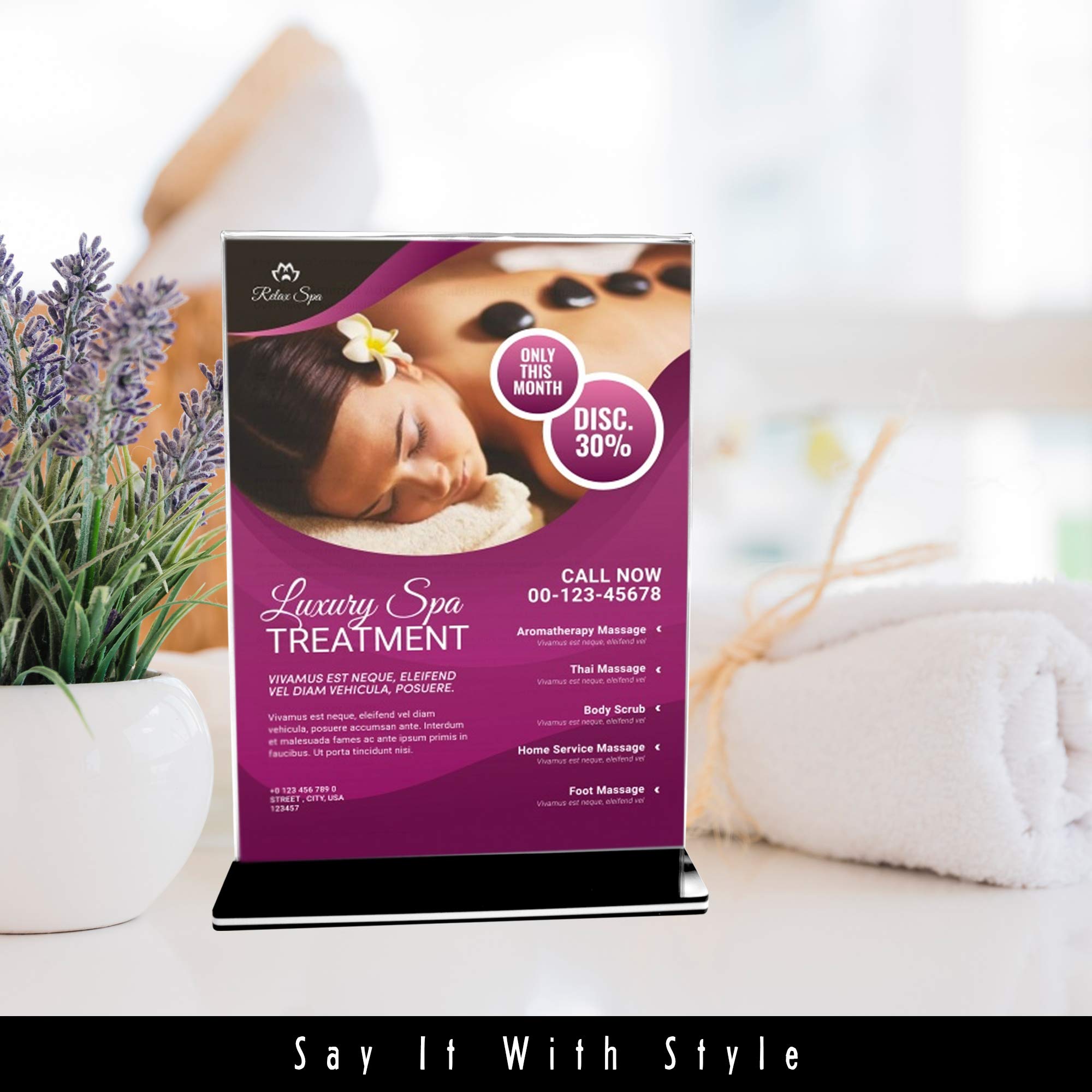 Goodyz-N-Goodz LLC Acrylic Sign Holder with Stand - Self-Standing Double-Sided T-Shape Display - Crystal Clear, Easy to Use - Great for Photos, Menus, Posters, Advertising - 8.5x11-Inch Stand - 6-Pack